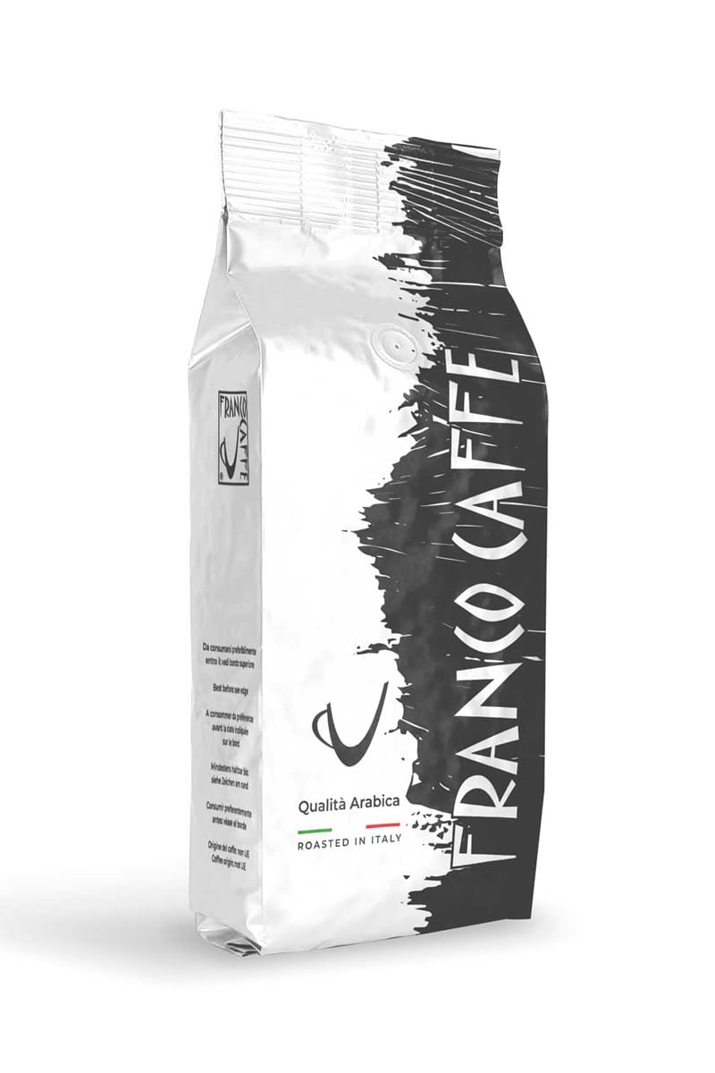 Sacchetto di caffè da 1 kg in grani nero e bianco, miscela Sublime Francocaffe