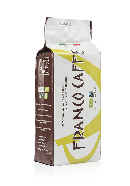 Francocaffe coffee Espresso Naturale Organic and Fairtrade Arabica Coffee Quality bland in 1 kg bag